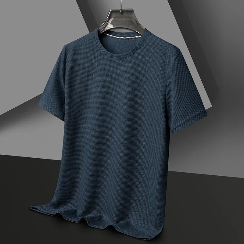 Lumiér Men's Waffle Round Neck Short Sleeve T-shirt
