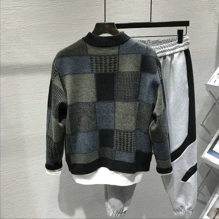 Patchwork Knit Bomber Jacket