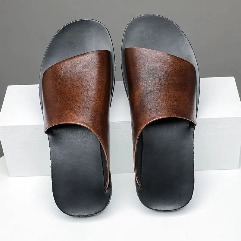 Leather Slide Sandals