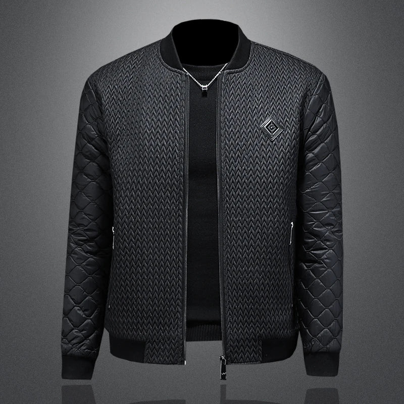 Men's Quilted Bomber Jacket - Plus Size Stand Collar Jacket