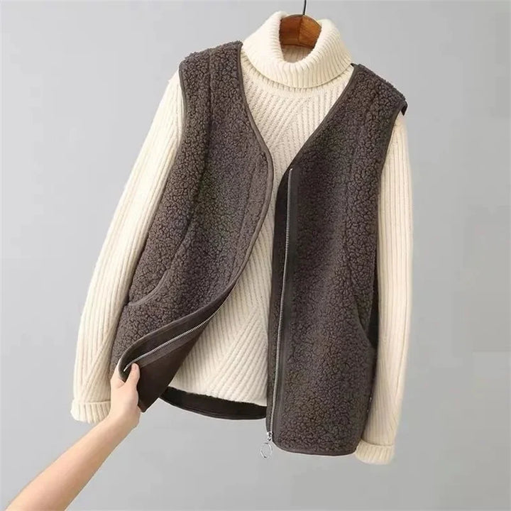 Casual V-Neck Fleece Vest
