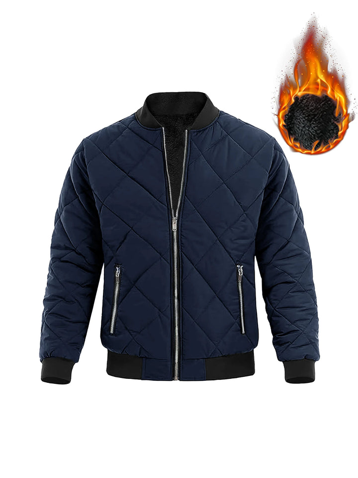 Men's Winter Bomber Jacket - Quilted Fleece Lined Jacket