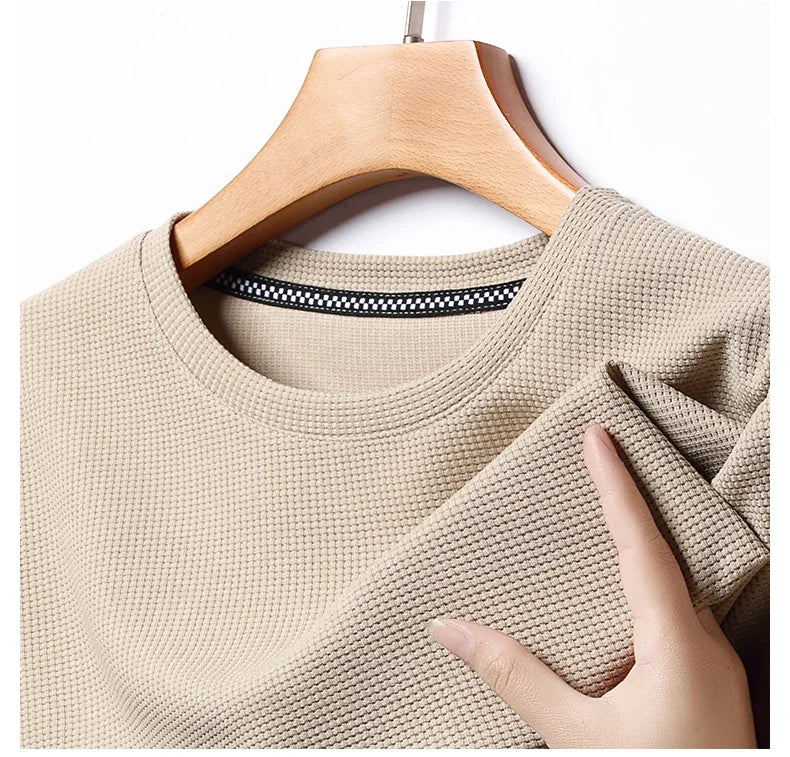 Lumiér Men's Waffle Round Neck Short Sleeve T-shirt