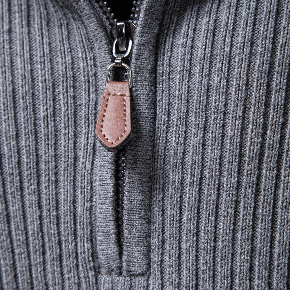 Men's Mock Neck Sweater - Slim Fit Half Zip Pullover