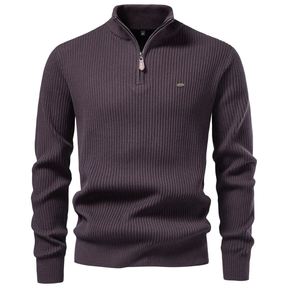 Men's Mock Neck Sweater - Slim Fit Half Zip Pullover