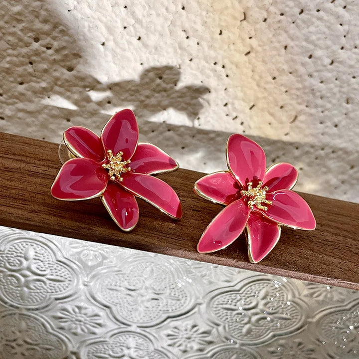 Red Floral Earrings