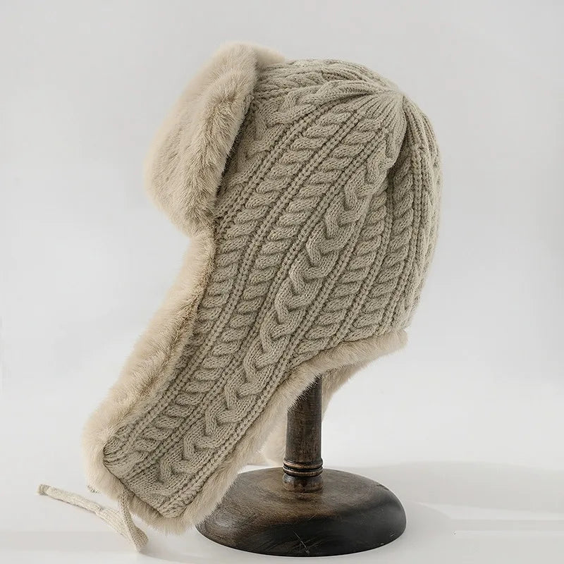 Luxe Knit Fur Trapper Hat