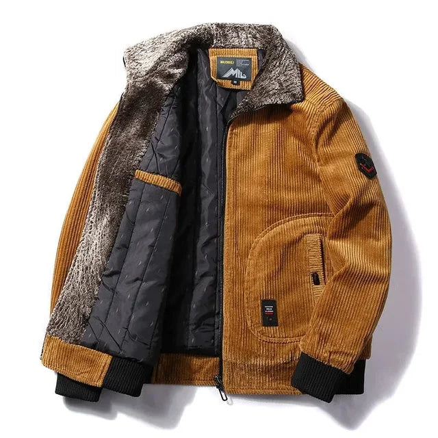 Men's Corduroy Fur Collar Jacket