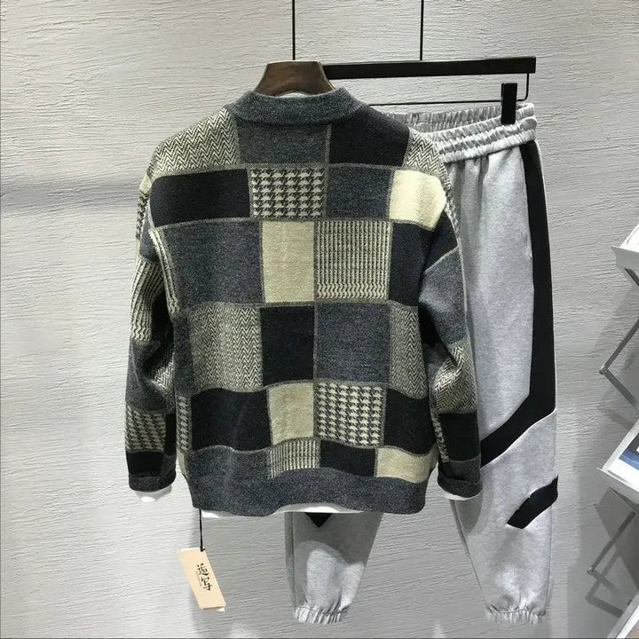 Patchwork Knit Bomber Jacket