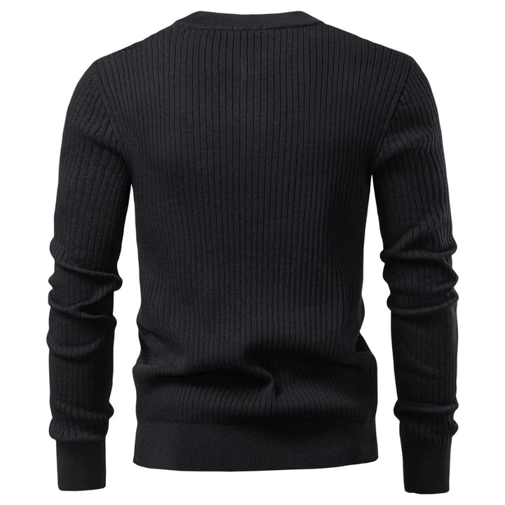 Men's Long Sleeve Henley Shirt - Ribbed Knit Slim Fit