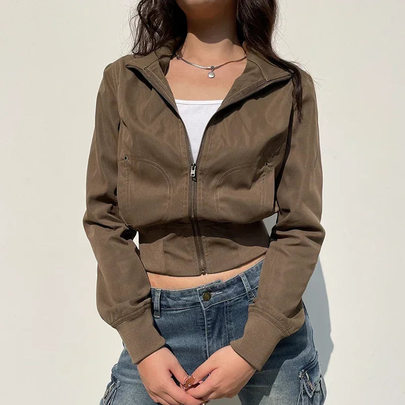 Cropped Utility Zip Jacket