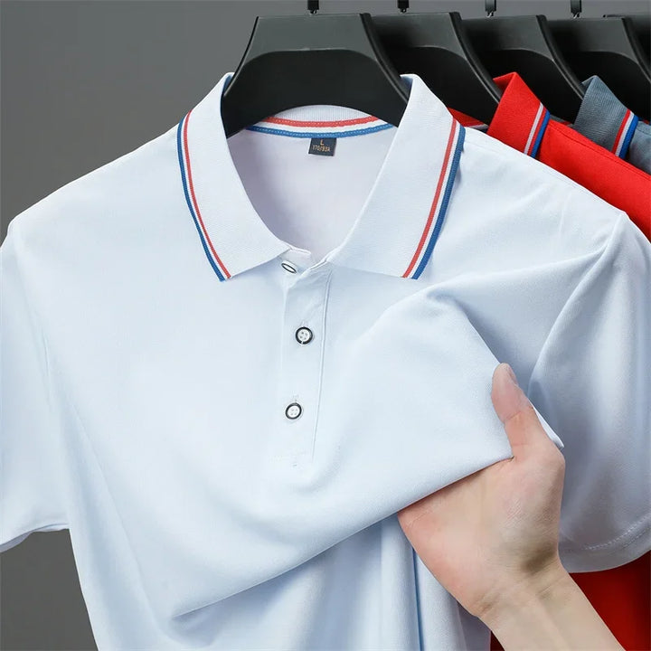 Nyven Classic Men's Solid Color Short-Sleeve Polo Shirt
