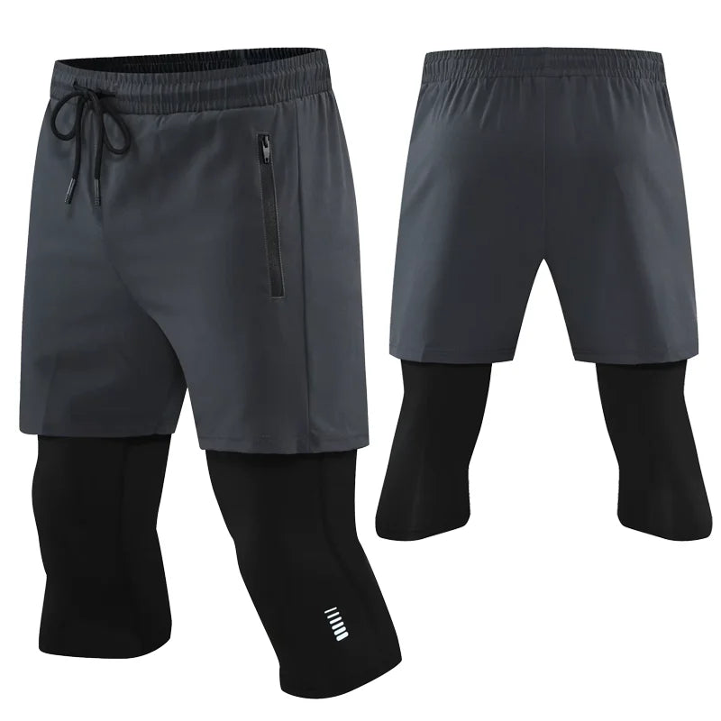 Men's 2-in-1 Compression Shorts - Running Workout Shorts