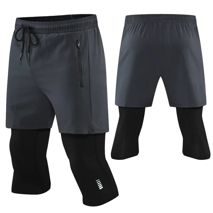 Men's 2-in-1 Compression Shorts - Running Workout Shorts