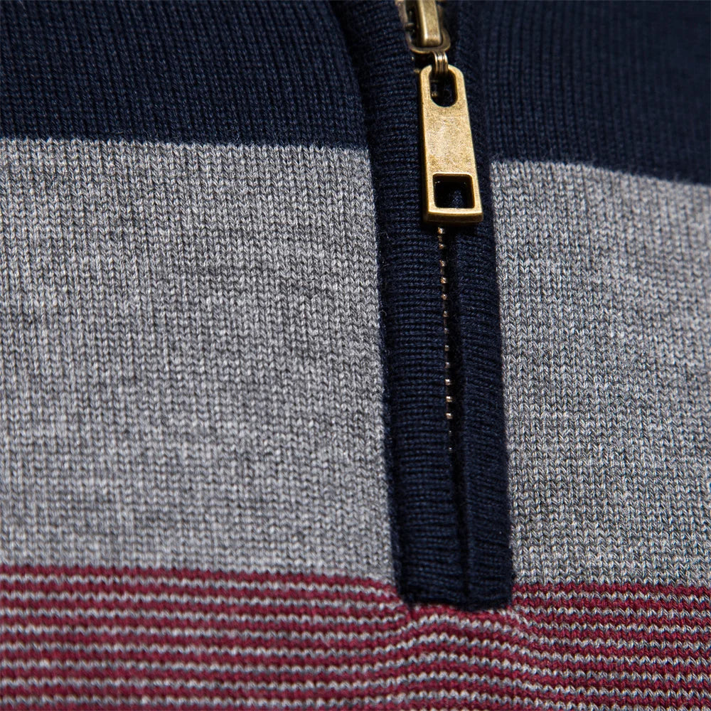 Men's Mock Neck Pullover Sweater - Quarter Zip Color Block