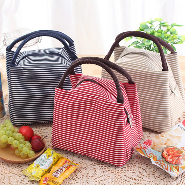 Striped Insulated Lunch Tote