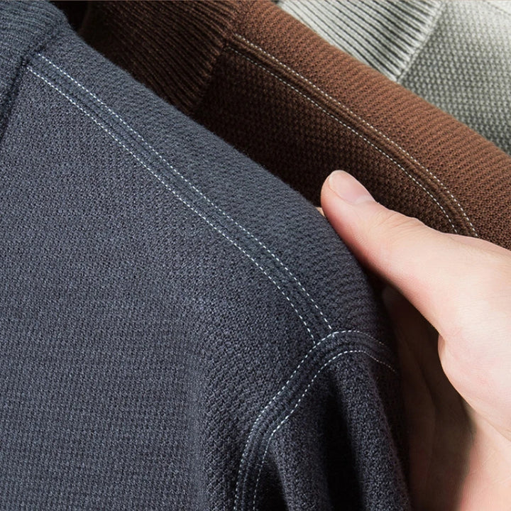 Men's Half Zip Knit Pullover - Fleece Lined Warm Sweater