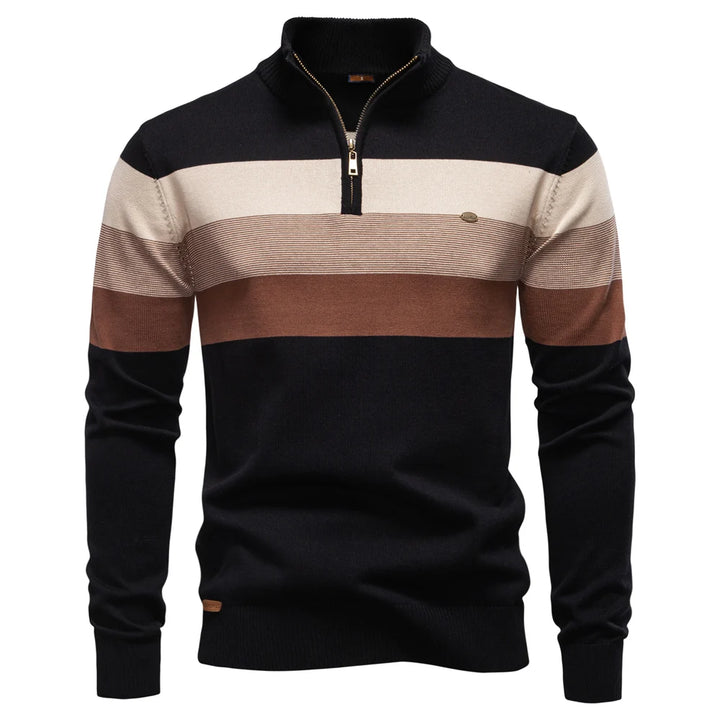 Men's Mock Neck Pullover Sweater - Quarter Zip Color Block
