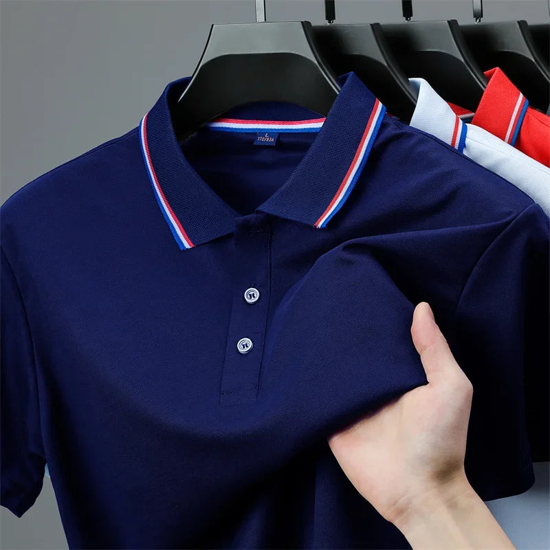 Nyven Classic Men's Solid Color Short-Sleeve Polo Shirt