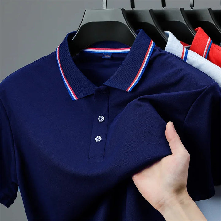 Nyven Classic Men's Solid Color Short-Sleeve Polo Shirt