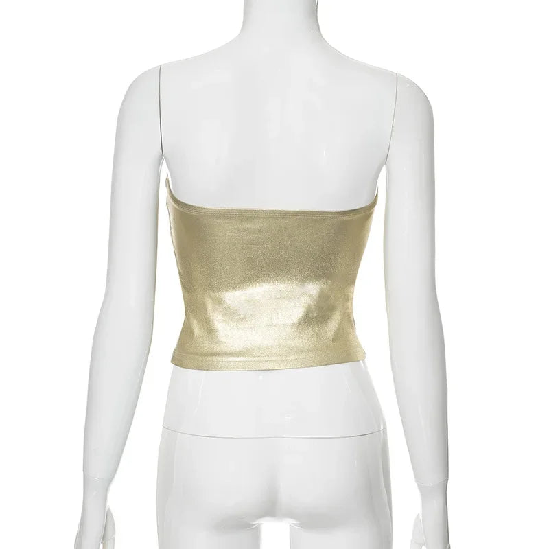 Metallic Strapless Top