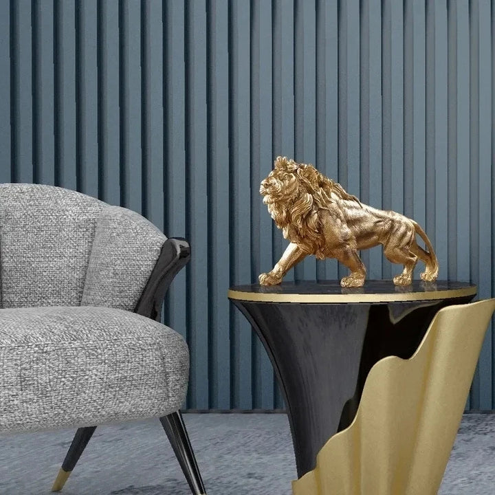 Golden Majestic Lion Statue