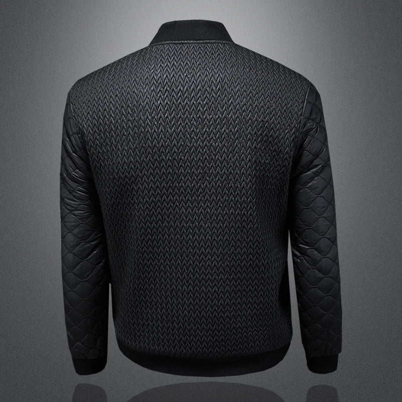 Men's Quilted Bomber Jacket - Plus Size Stand Collar Jacket