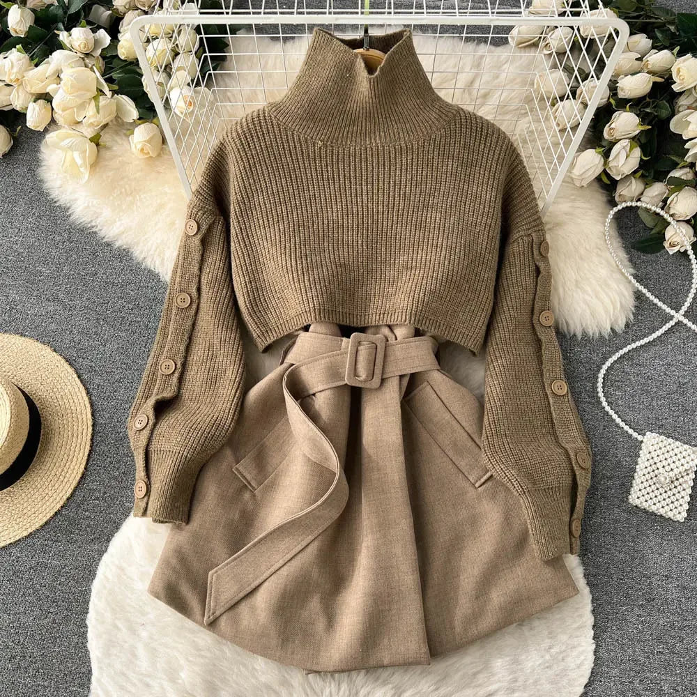 Belted Knit Sweater Dress