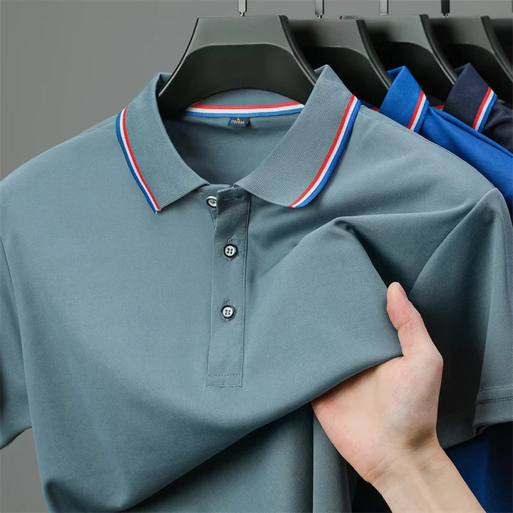 Nyven Classic Men's Solid Color Short-Sleeve Polo Shirt