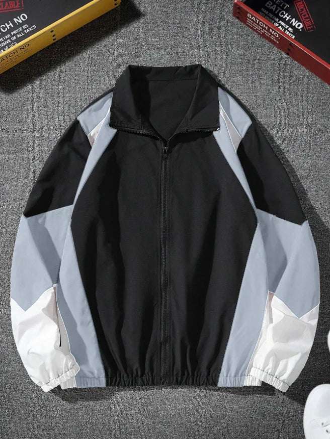 Men's Lightweight Windbreaker Jacket - Full Zip Color-Block Jacket