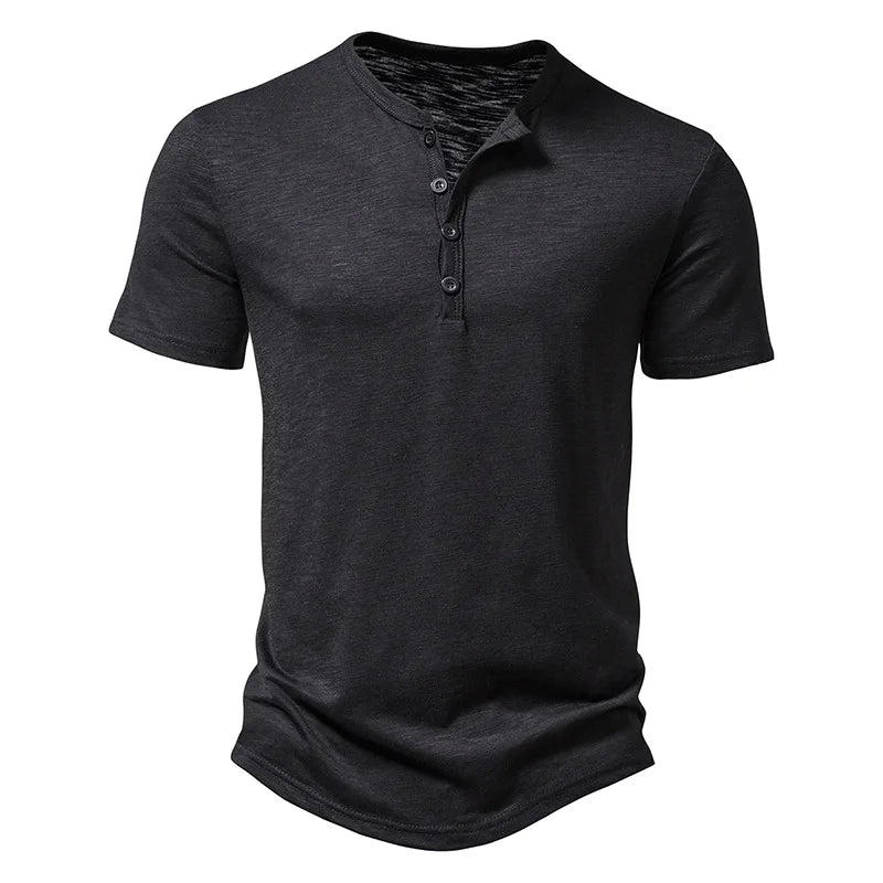 Veridian Men's Henley Collar Short Sleeve Casual T-Shirt