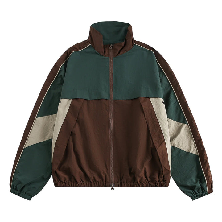 Men's Patchwork Windbreaker Jacket - Oversized Streetwear Jacket