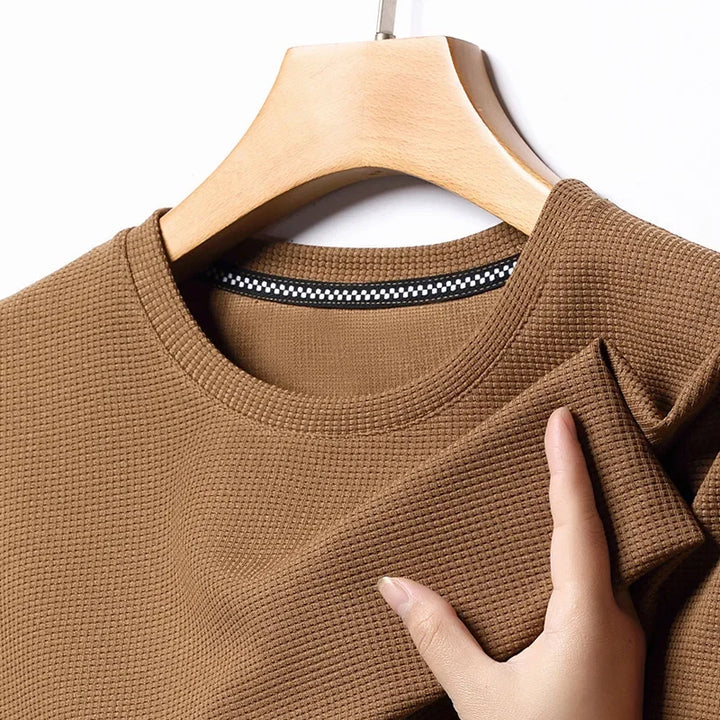 Lumiér Men's Waffle Round Neck Short Sleeve T-shirt