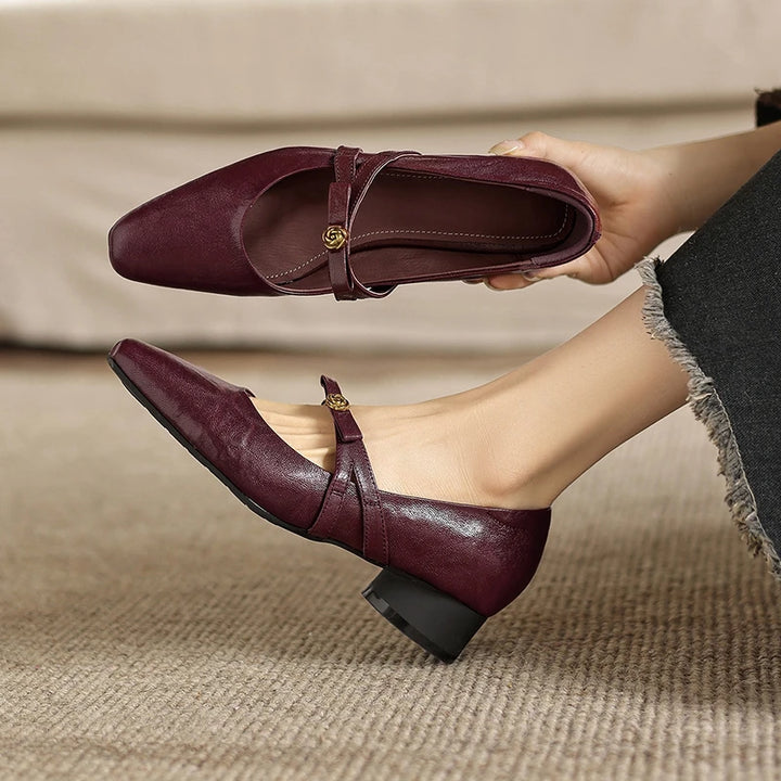Milano Buckle Leather Flats