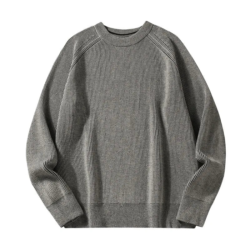 Men's Round Neck Pullover Sweater - Raglan Sleeve Knit Sweater