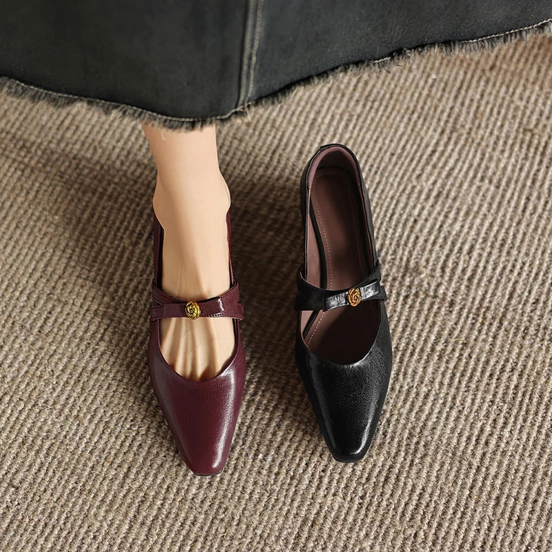 Milano Buckle Leather Flats