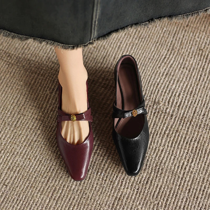 Milano Buckle Leather Flats