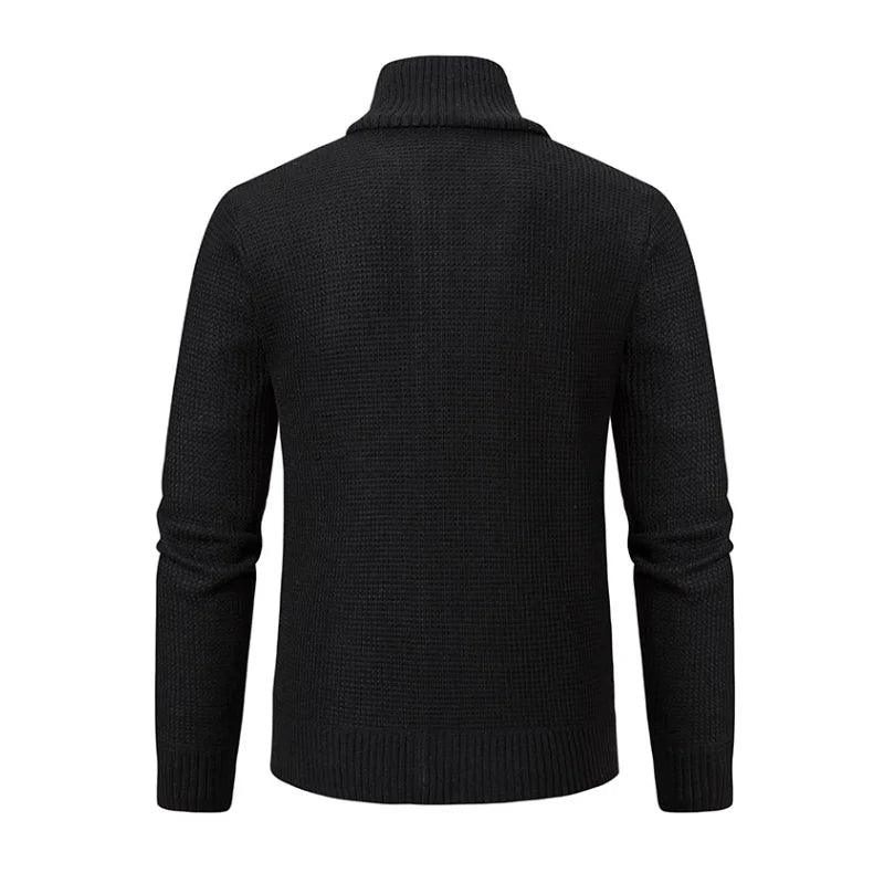 Men's Quilted Cardigan Jacket - Knit Sleeve Zip Sweater