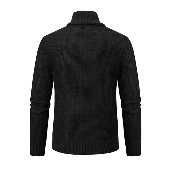 Men's Quilted Cardigan Jacket - Knit Sleeve Zip Sweater