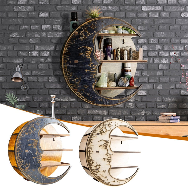 Wooden Moon Shelf Decor