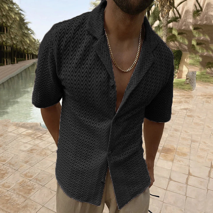 Sun-Kissed Elegance: Men's Breezy Mesh Knit Shirt