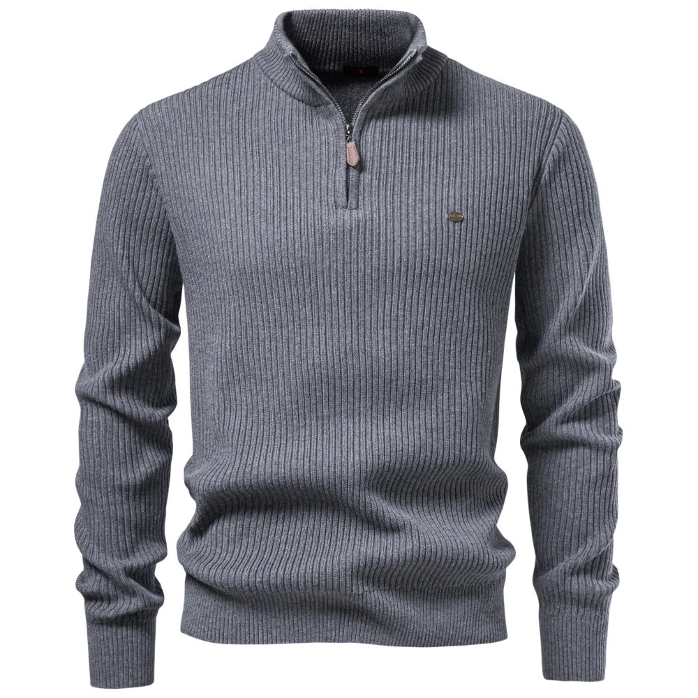 Men's Mock Neck Sweater - Slim Fit Half Zip Pullover