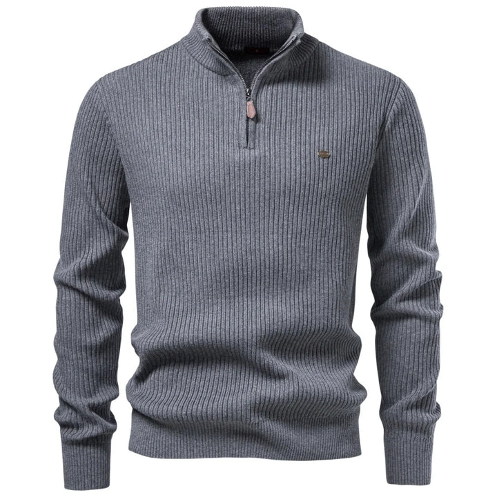 Men's Mock Neck Sweater - Slim Fit Half Zip Pullover