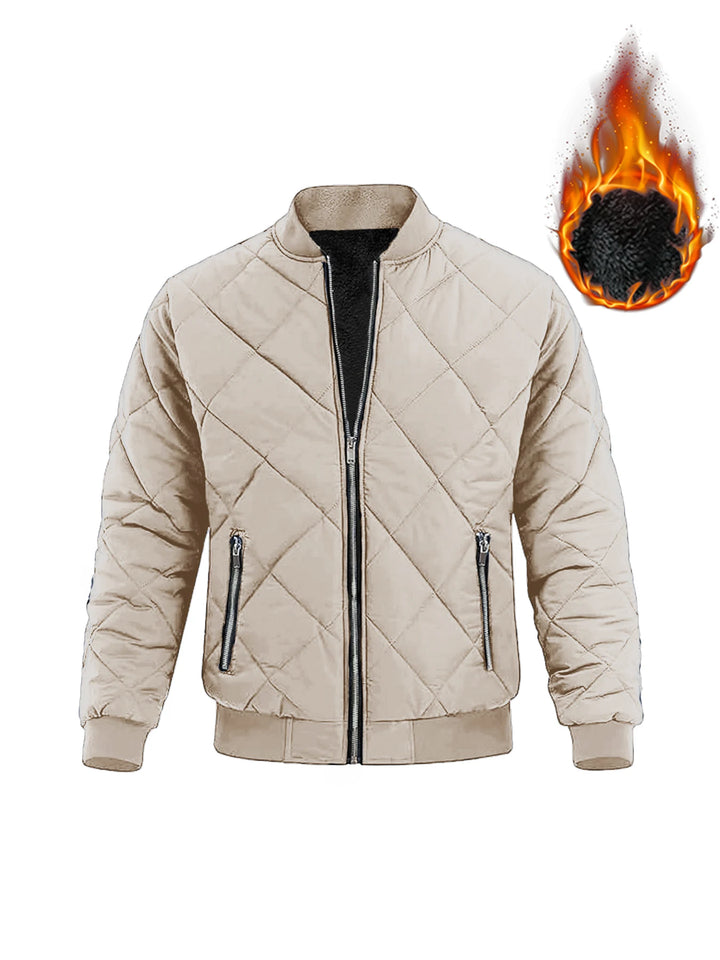 Men's Winter Bomber Jacket - Quilted Fleece Lined Jacket