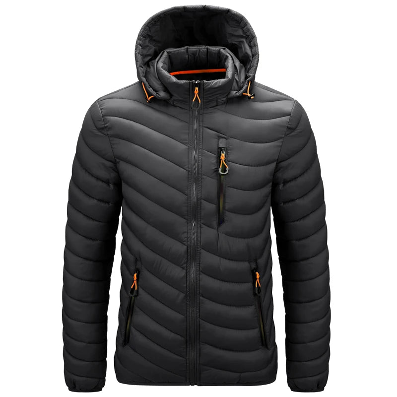 Men's Lightweight Puffer Jacket - Hooded Insulated Winter Jacket
