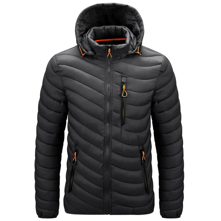 Men's Lightweight Puffer Jacket - Hooded Insulated Winter Jacket