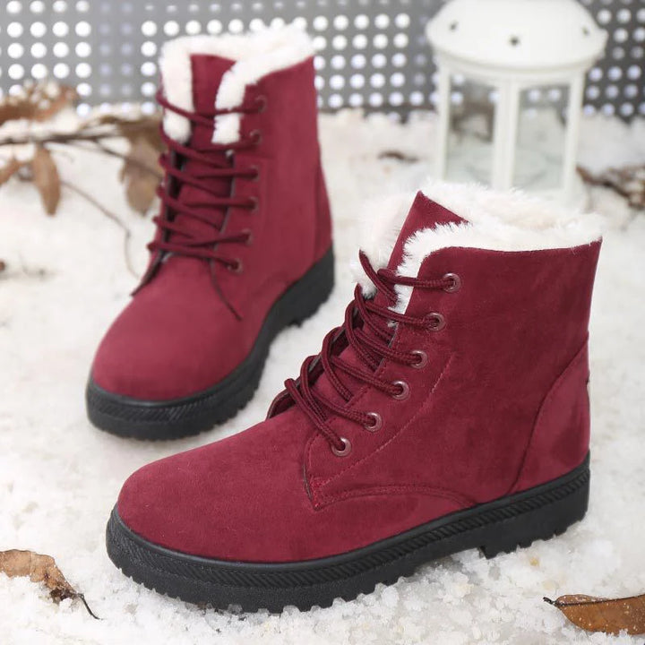 Faux Suede Fur-Lined Ankle Boots