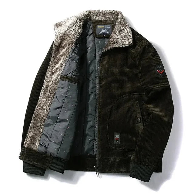 Men's Corduroy Fur Collar Jacket