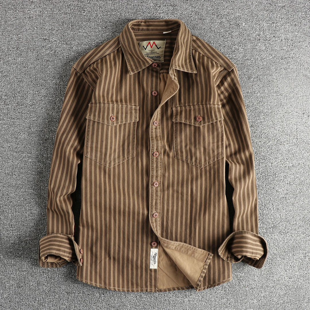 Kyphon Retro Stripe Long-Sleeve Lapel Shirt