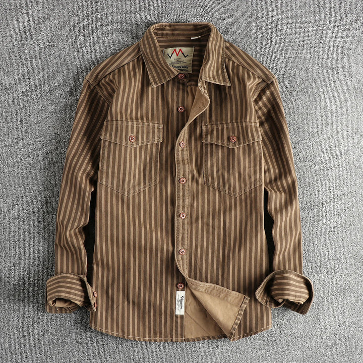 Kyphon Retro Stripe Long-Sleeve Lapel Shirt